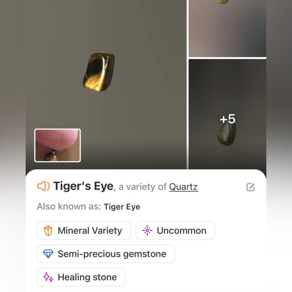 Handcrafted genuine stone orca agate tigers eye dangle earrings - Picture 6 of 6